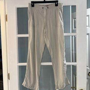 Per Se Coastal Linen Drape Pants Elastic Waist Drawstring Size M Pockets Beach